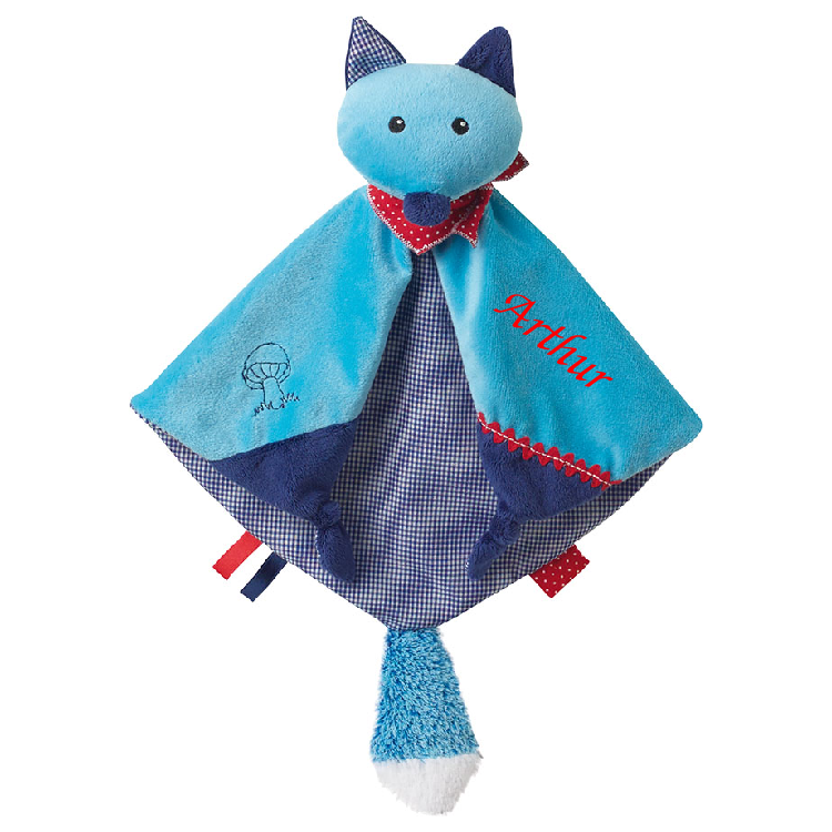  - blanket blue fox with rattle - 30 cm 